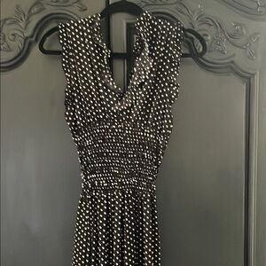 Polka Dot Sleeveless Dress - Black and White